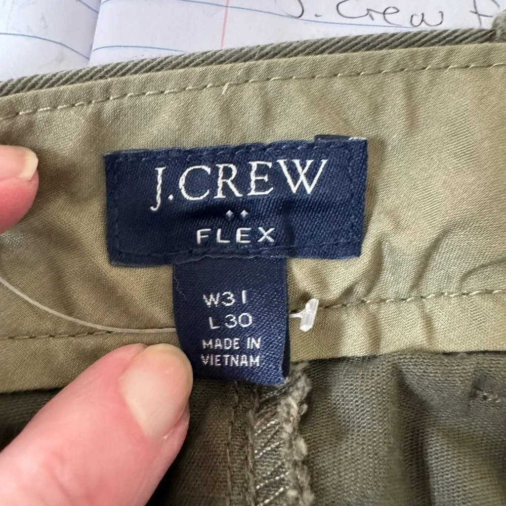 J. crew flex slim straight trousers pants army green W31 L 32